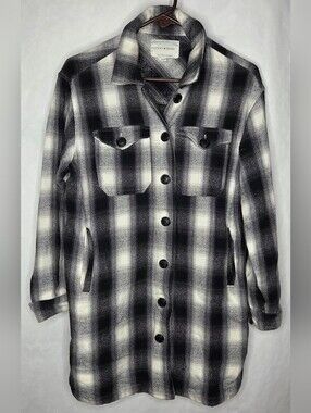 Lucky Brand Black & White Plaid Button-Front Shacket